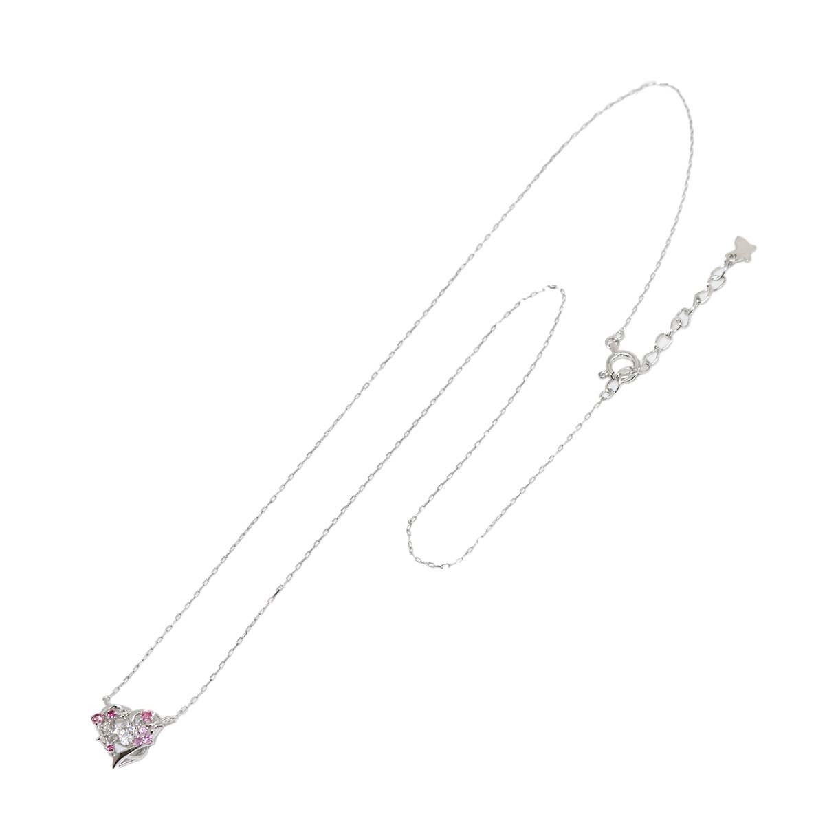 Diamond Sapphire Necklace 18K WG 750