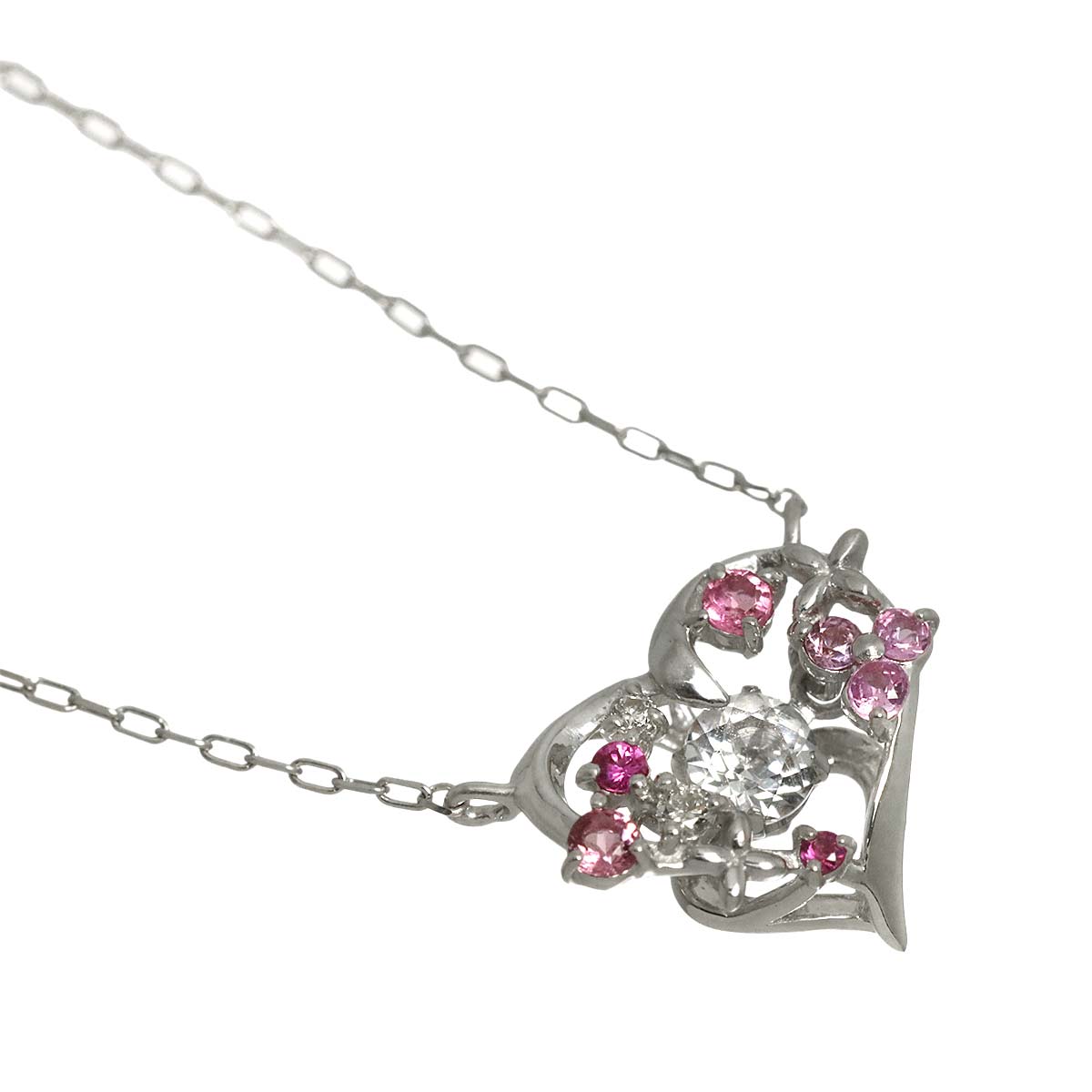 Diamond Sapphire Necklace 18K WG 750