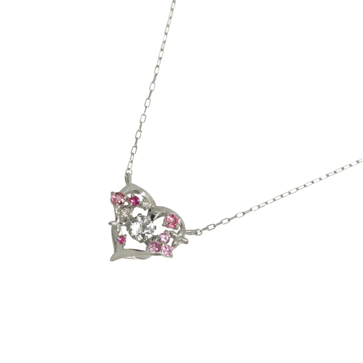 Diamond Sapphire Necklace 18K WG 750