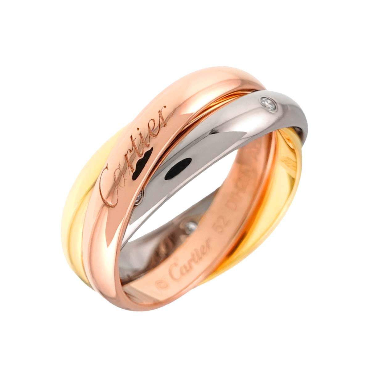 Trinity Diamond 5P Ring 18K YG WG PG 750 Size52 6(US)