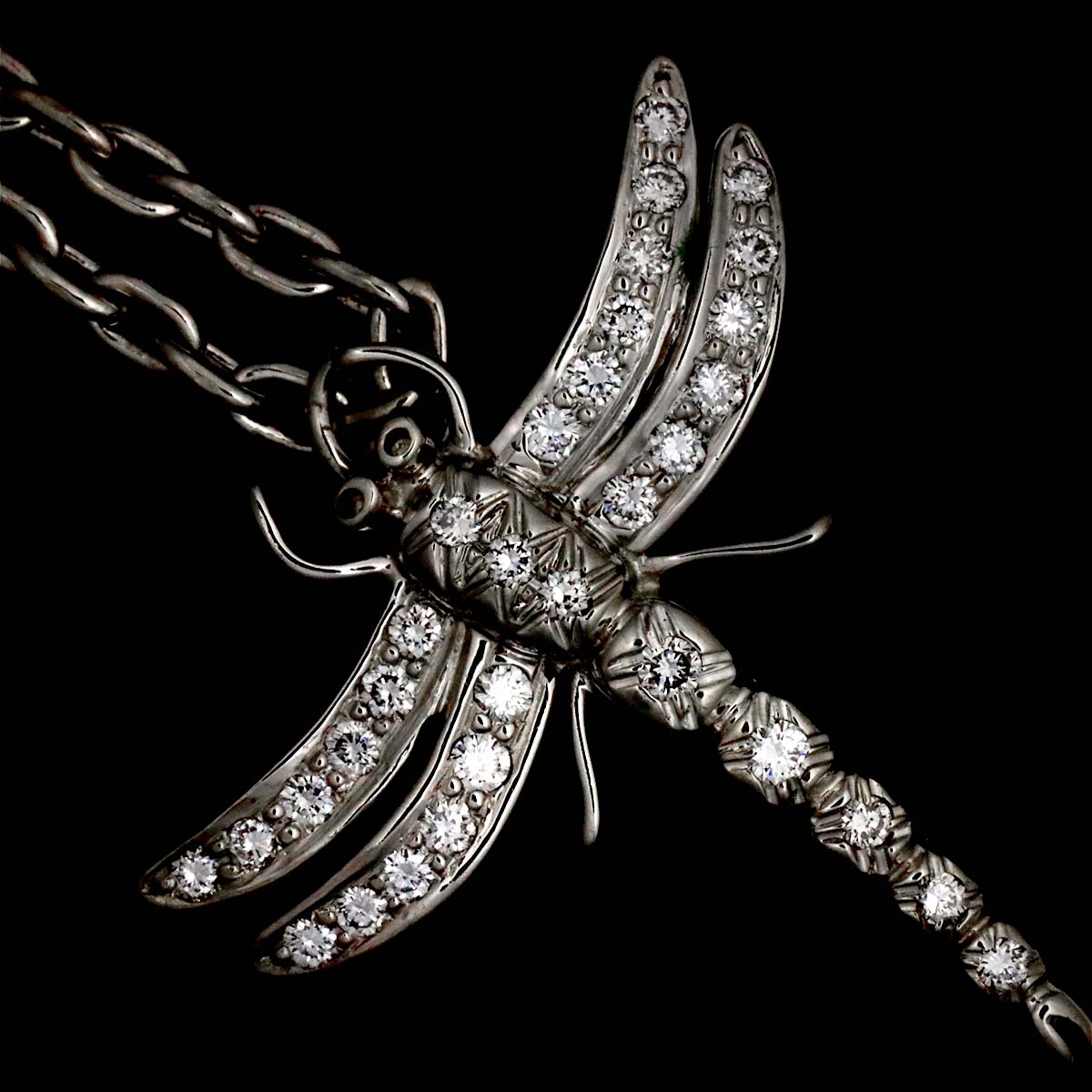 Dragonfly Diamond Necklace Platinum