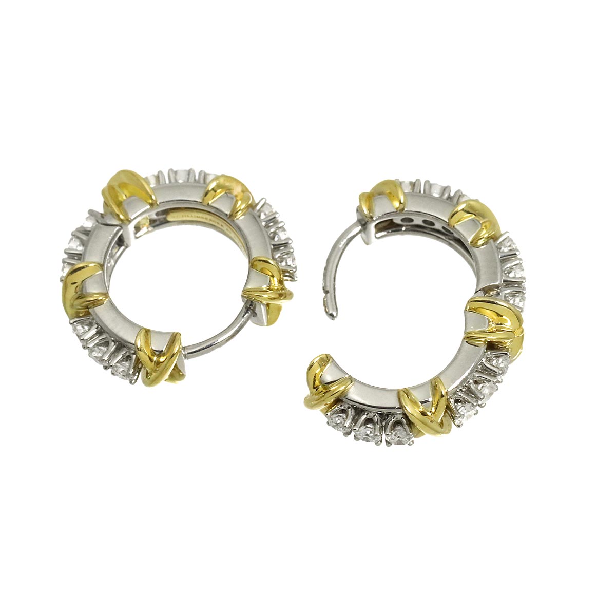 TIFFANY & Co. Jean Schlumberger Diamond Earrings Pierced K18 YG Pt