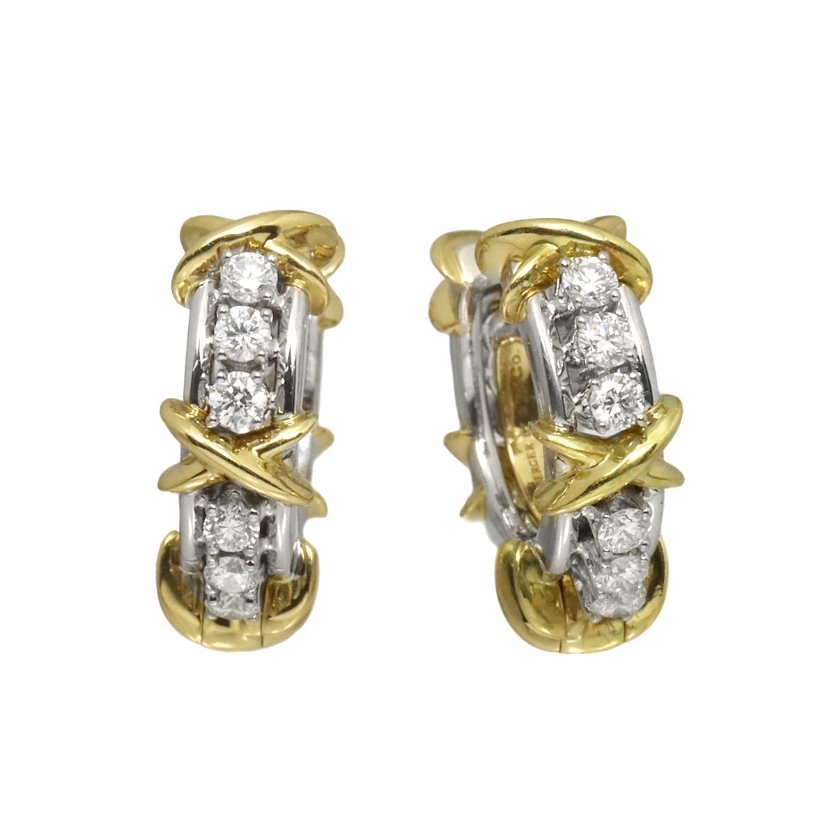 TIFFANY & Co. Jean Schlumberger Diamond Earrings Pierced K18 YG Pt