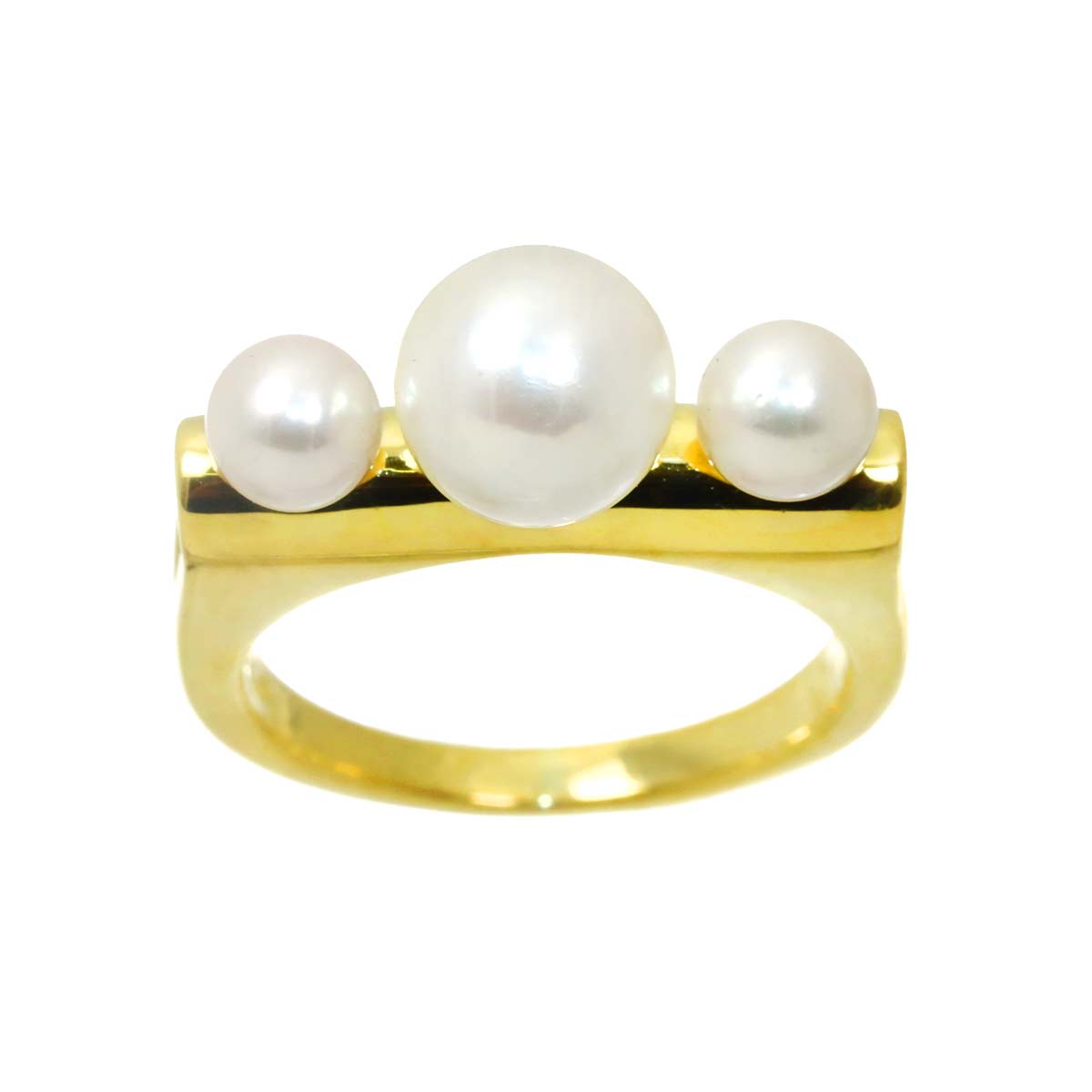 Akoya pearl 7.1-4.5mm Ring 18K YG 750 4.75-5(US)