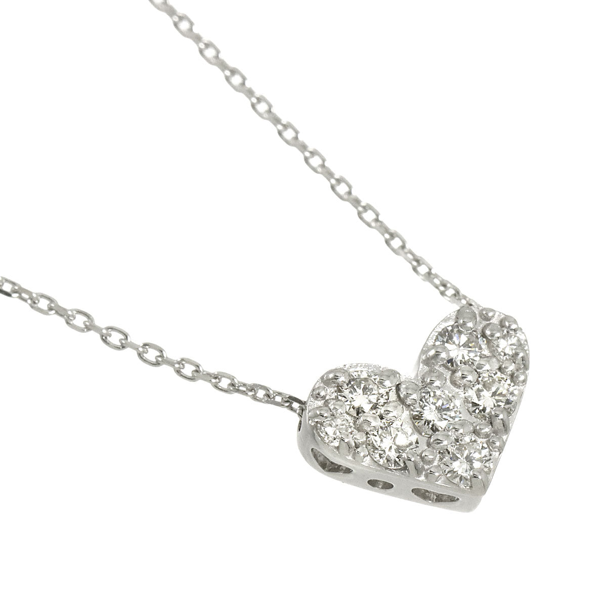 Heart Motif Diamond 0.20ct Necklace 18K White Gold 750