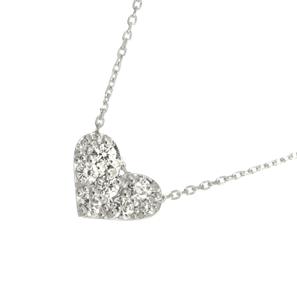 Heart Motif Diamond 0.20ct Necklace 18K White Gold 750