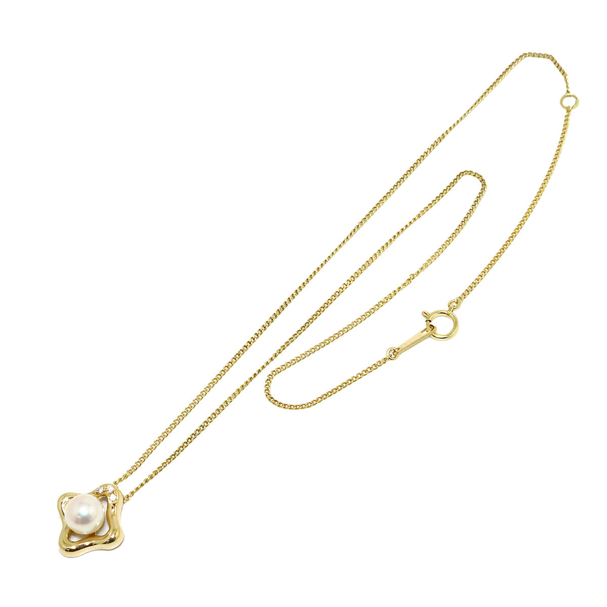 Akoya Pearl 6.7mm Diamond 0.03ct Necklace 18K YG 750
