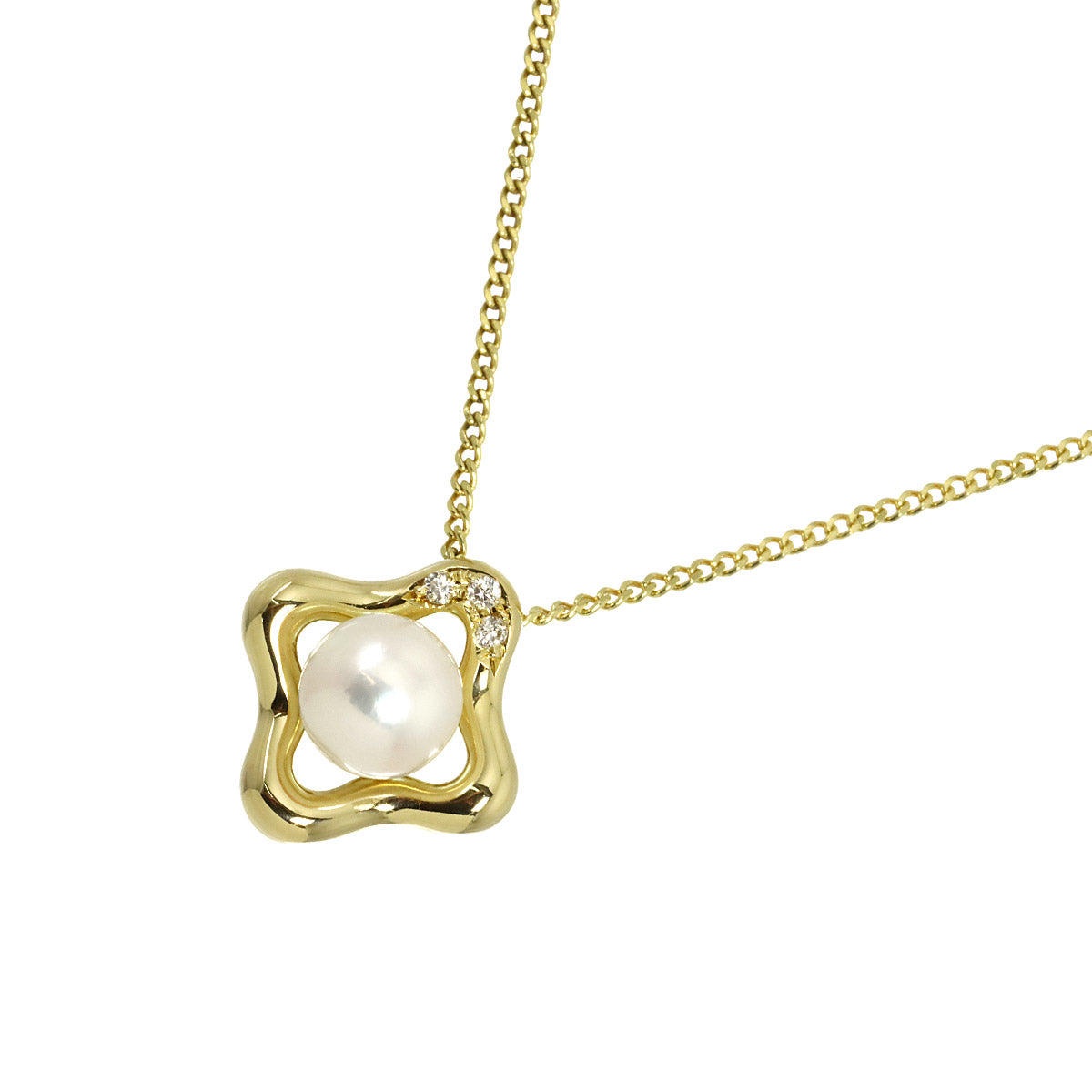 Akoya Pearl 6.7mm Diamond 0.03ct Necklace 18K YG 750