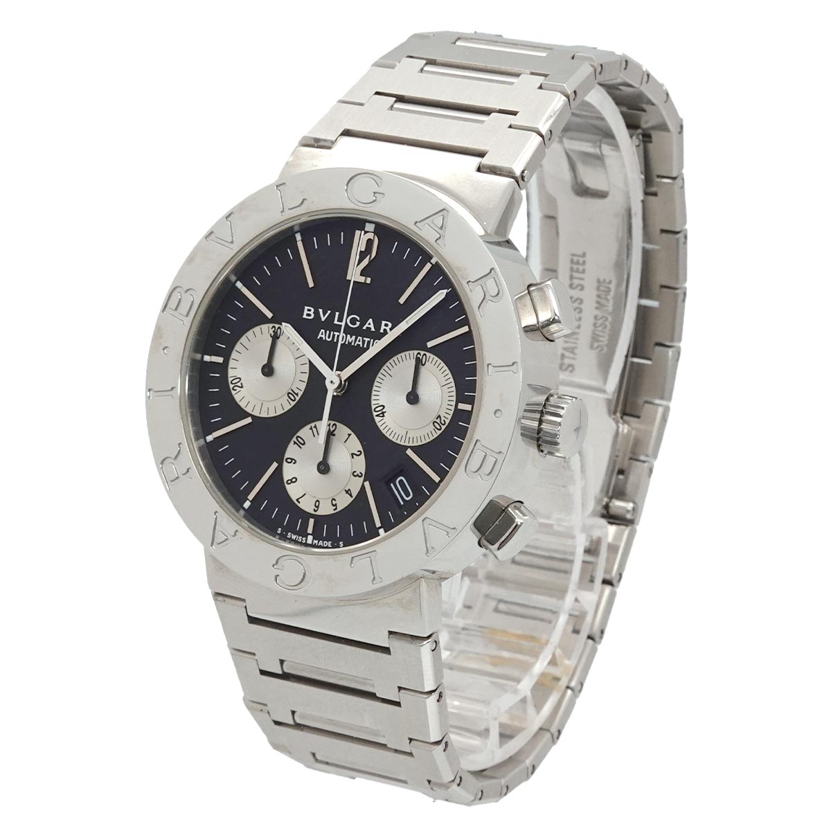 BVLGARIBVLGARI BB38SSCH Chronograph Date Black Dial Mens