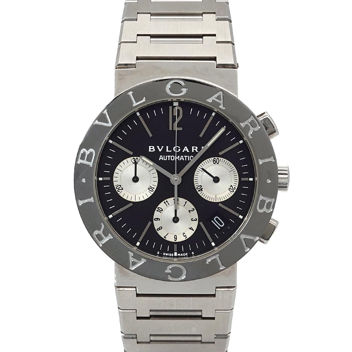 BVLGARIBVLGARI BB38SSCH Chronograph Date Black Dial Mens
