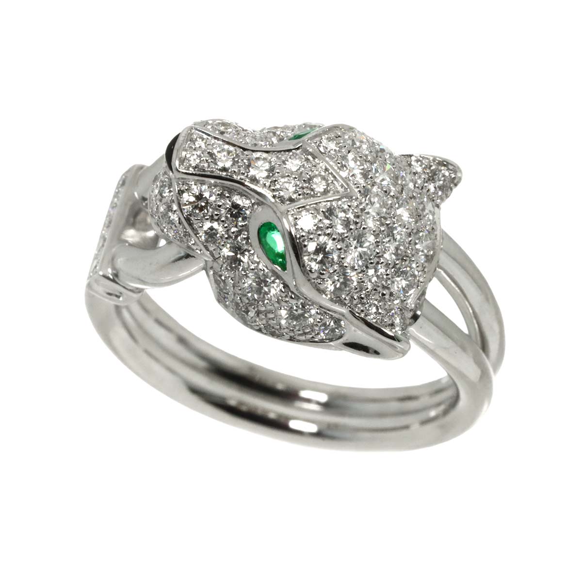 PANTHERE Diamond Emerald Onyx Ring K18 WG Size51 5.5-5.75(US)