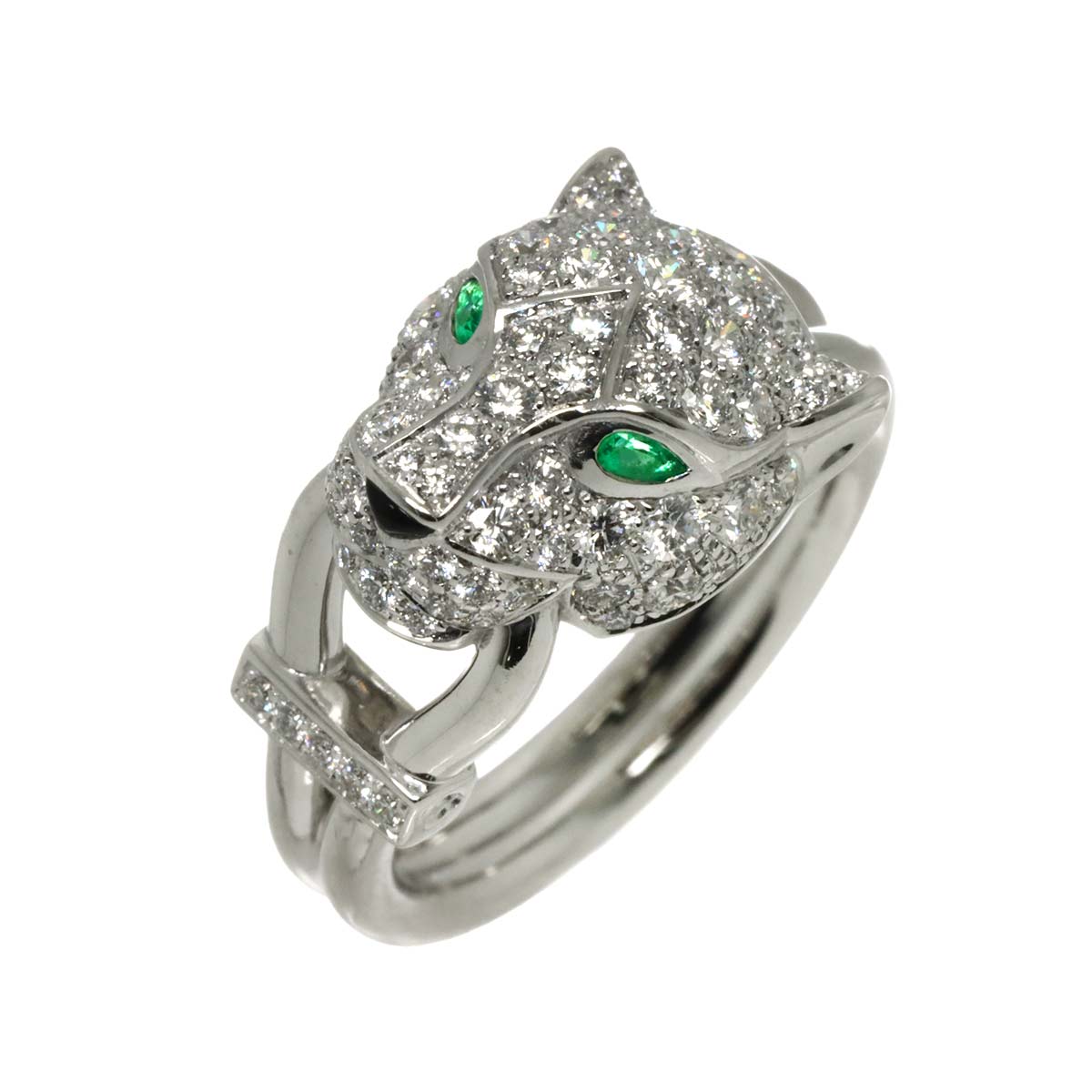 PANTHERE Diamond Emerald Onyx Ring K18 WG Size51 5.5-5.75(US)