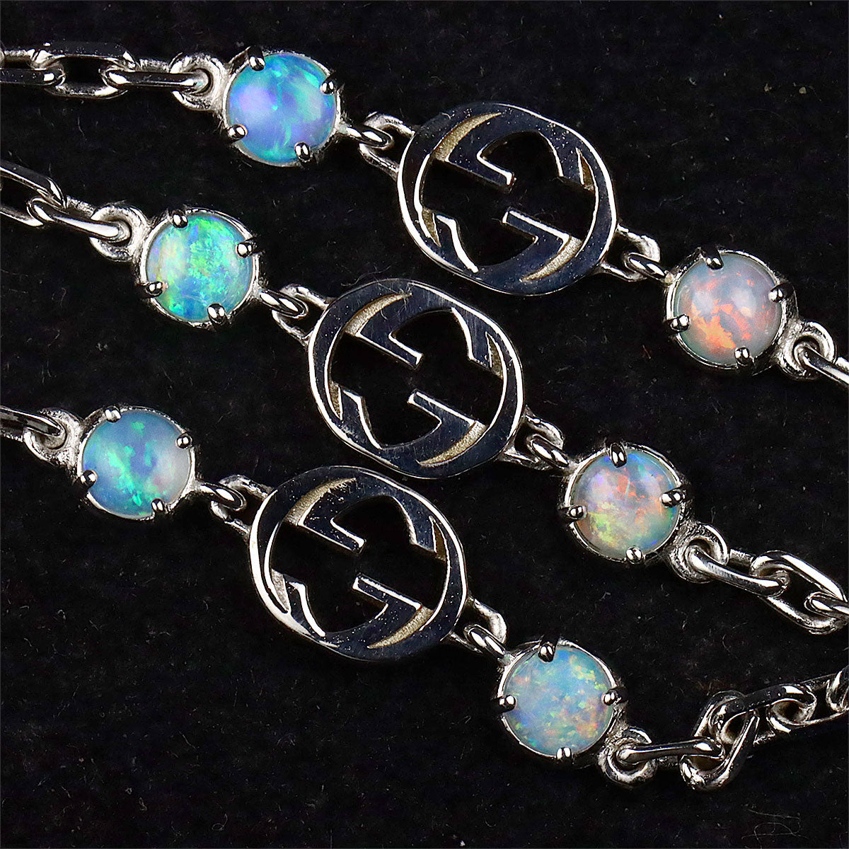 Interlocking G Opal Bracelet 18K WG White Gold 750 size16(US)