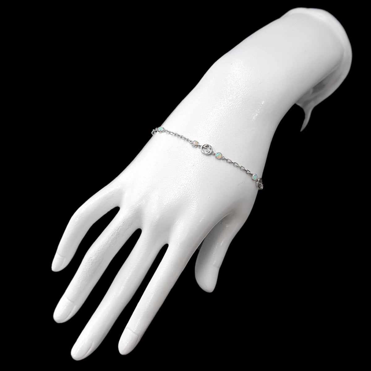 Interlocking G Opal Bracelet 18K WG White Gold 750 size16(US)