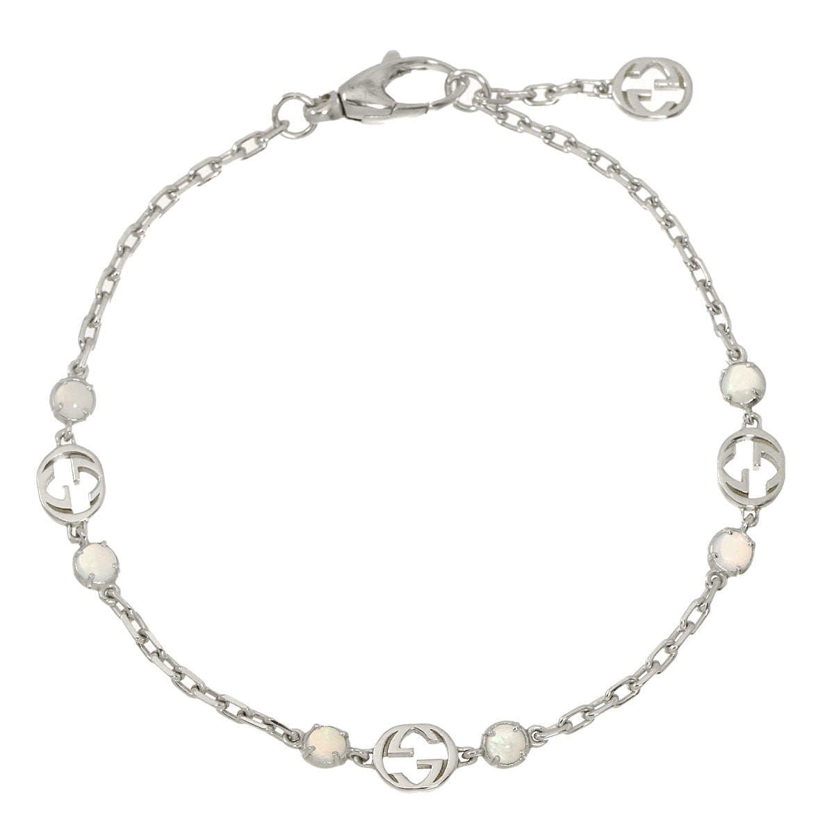 Interlocking G Opal Bracelet 18K WG White Gold 750 size16(US)