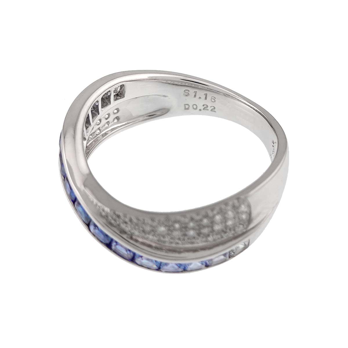 Sapphire 1.16ct Diamond 0.22ct Ring 18K WG 750 Size6(US)