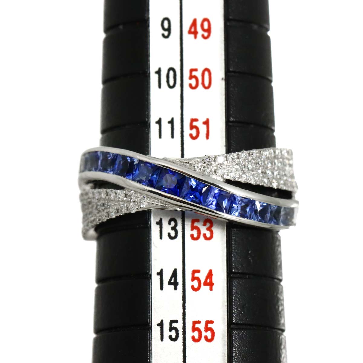 Sapphire 1.16ct Diamond 0.22ct Ring 18K WG 750 Size6(US)