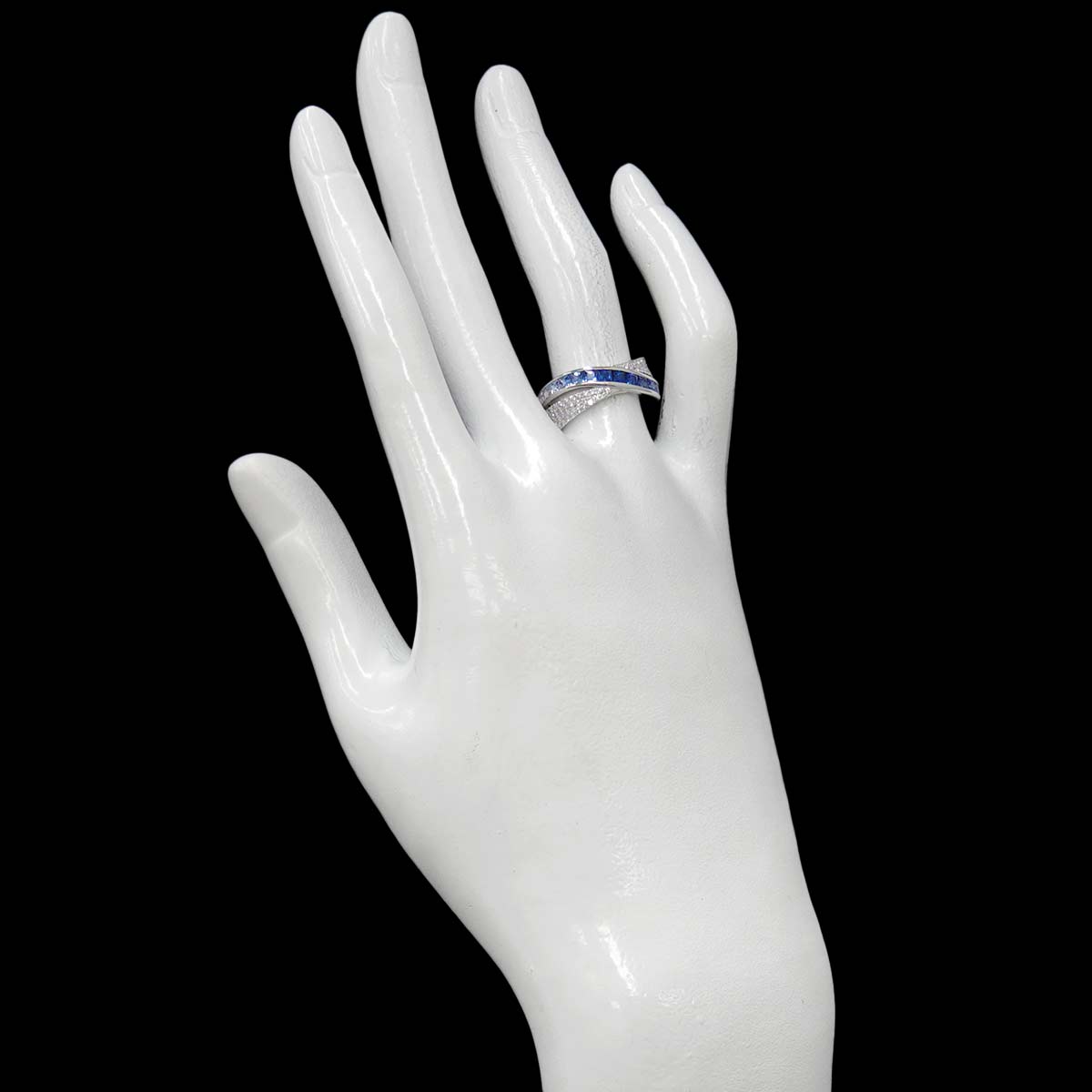 Sapphire 1.16ct Diamond 0.22ct Ring 18K WG 750 Size6(US)