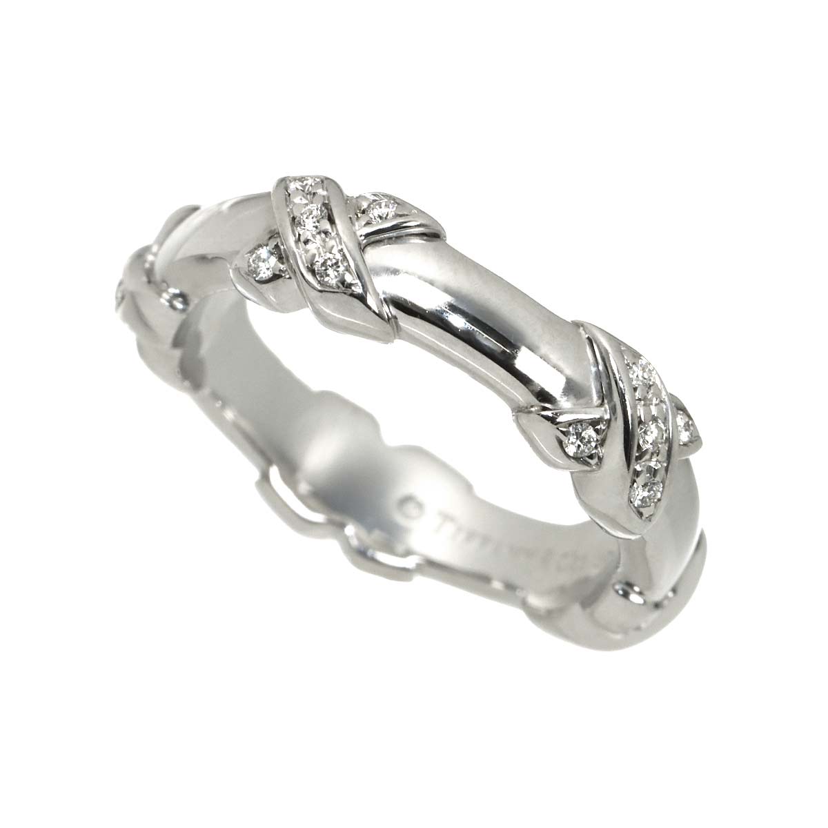 Signature Diamond Ring 18K WG 750 Size4.5(US)