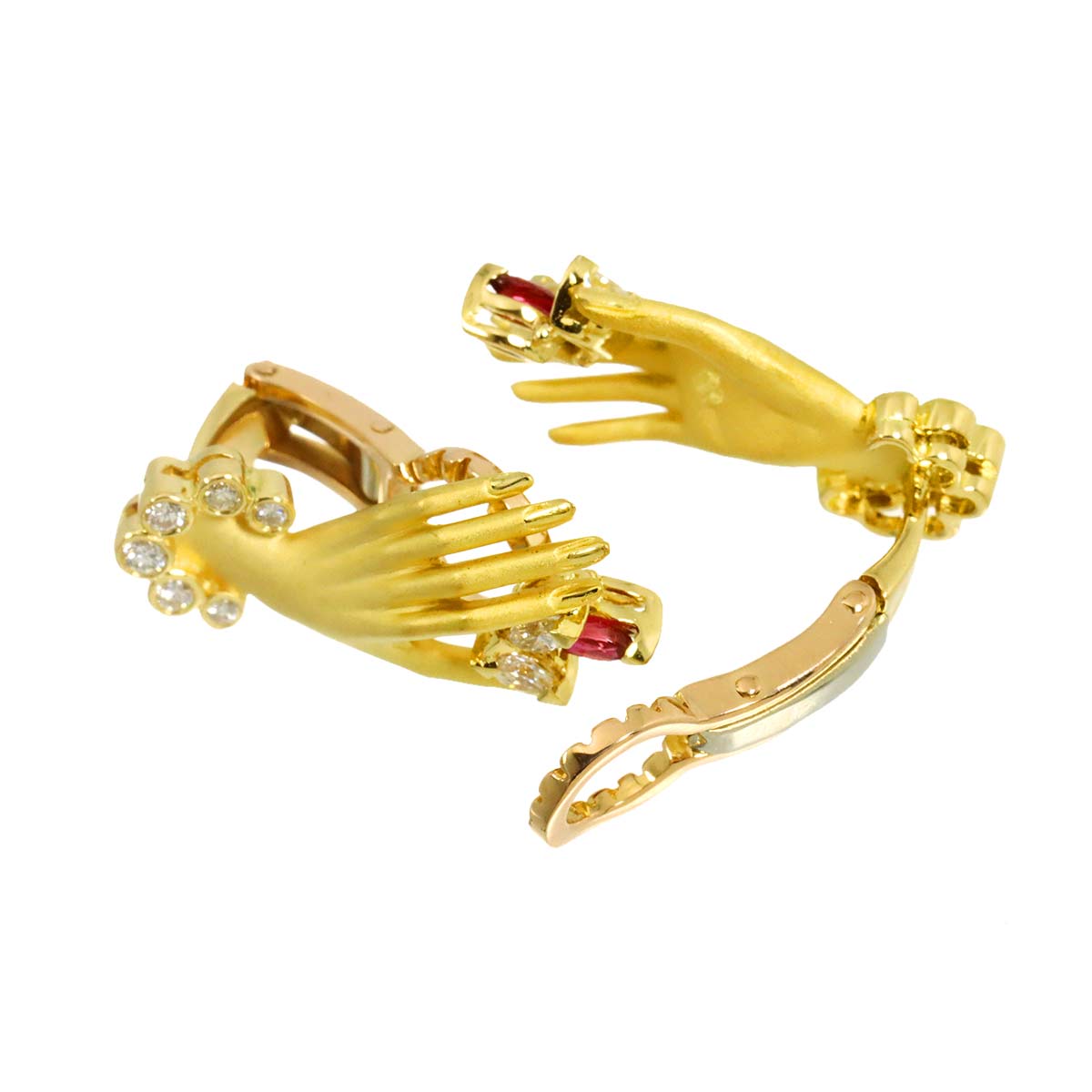 Ruby Diamond Earrings Clip on 18K YG 750