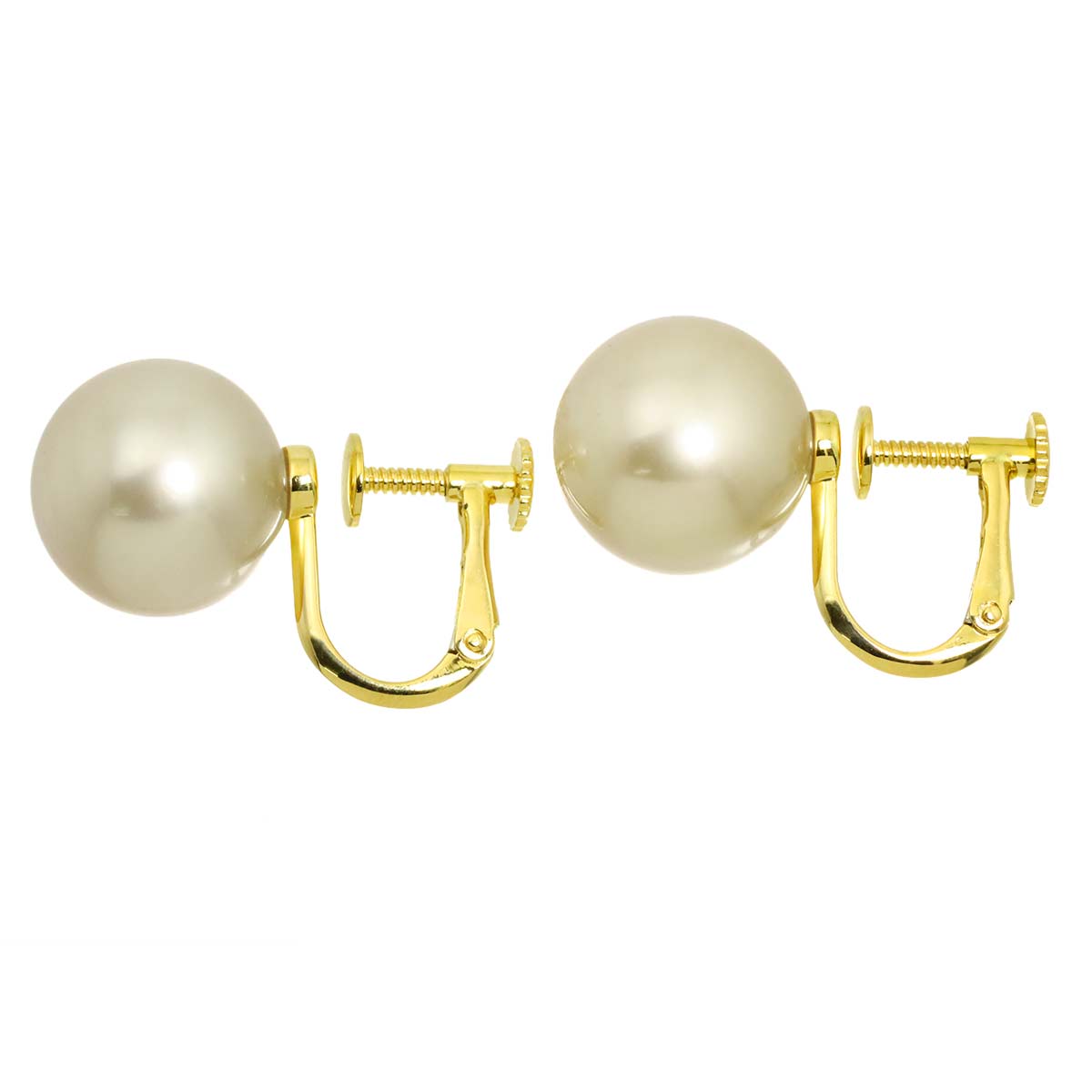 South Sea Pearl 11.6-11.4mm Earrings Clip on 18K YG 750