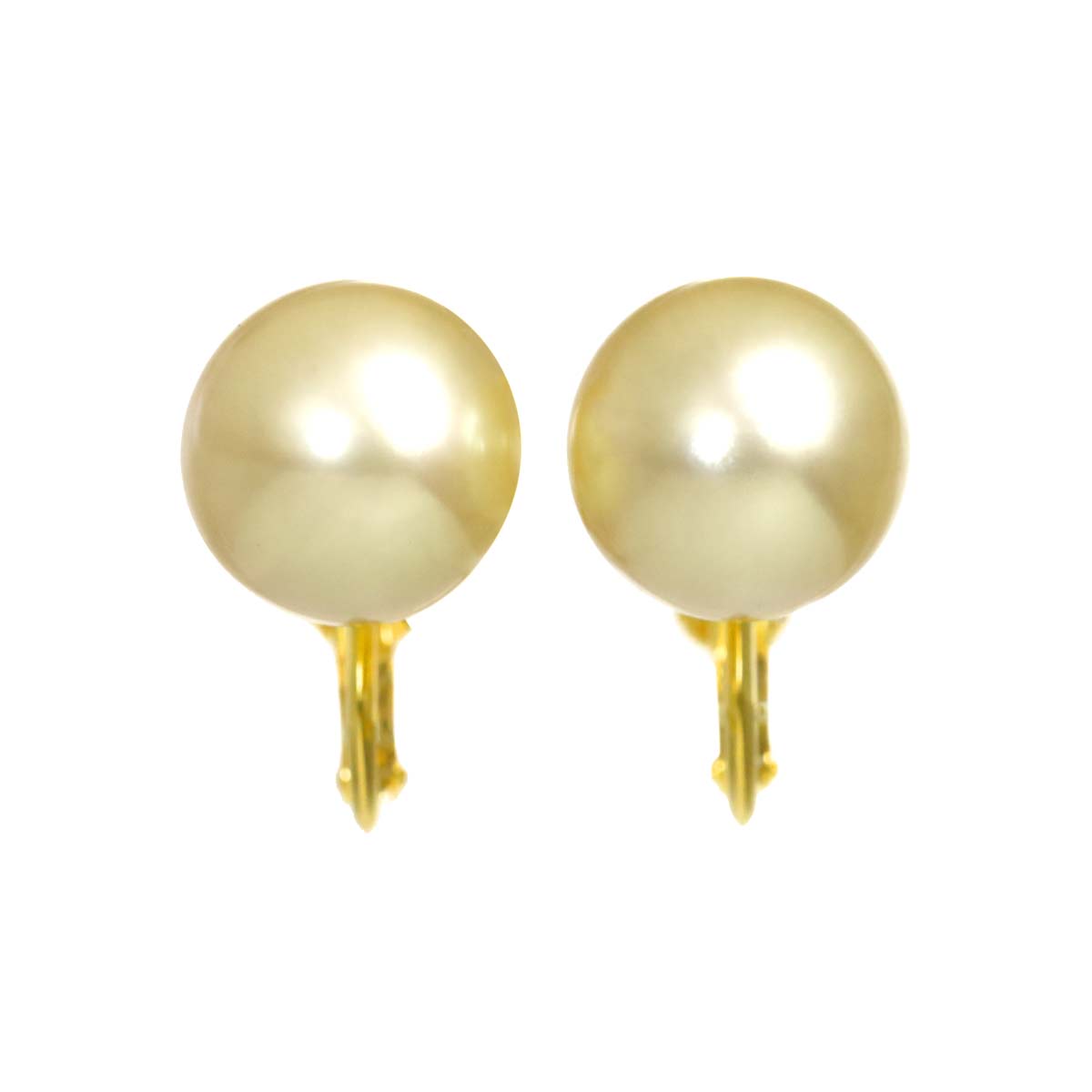South Sea Pearl 11.6-11.4mm Earrings Clip on 18K YG 750