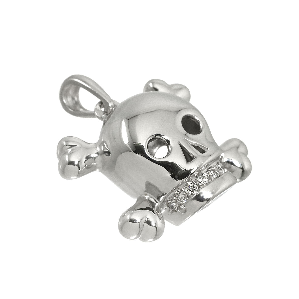 Skull Diamond Pendant Top 18K WG 750