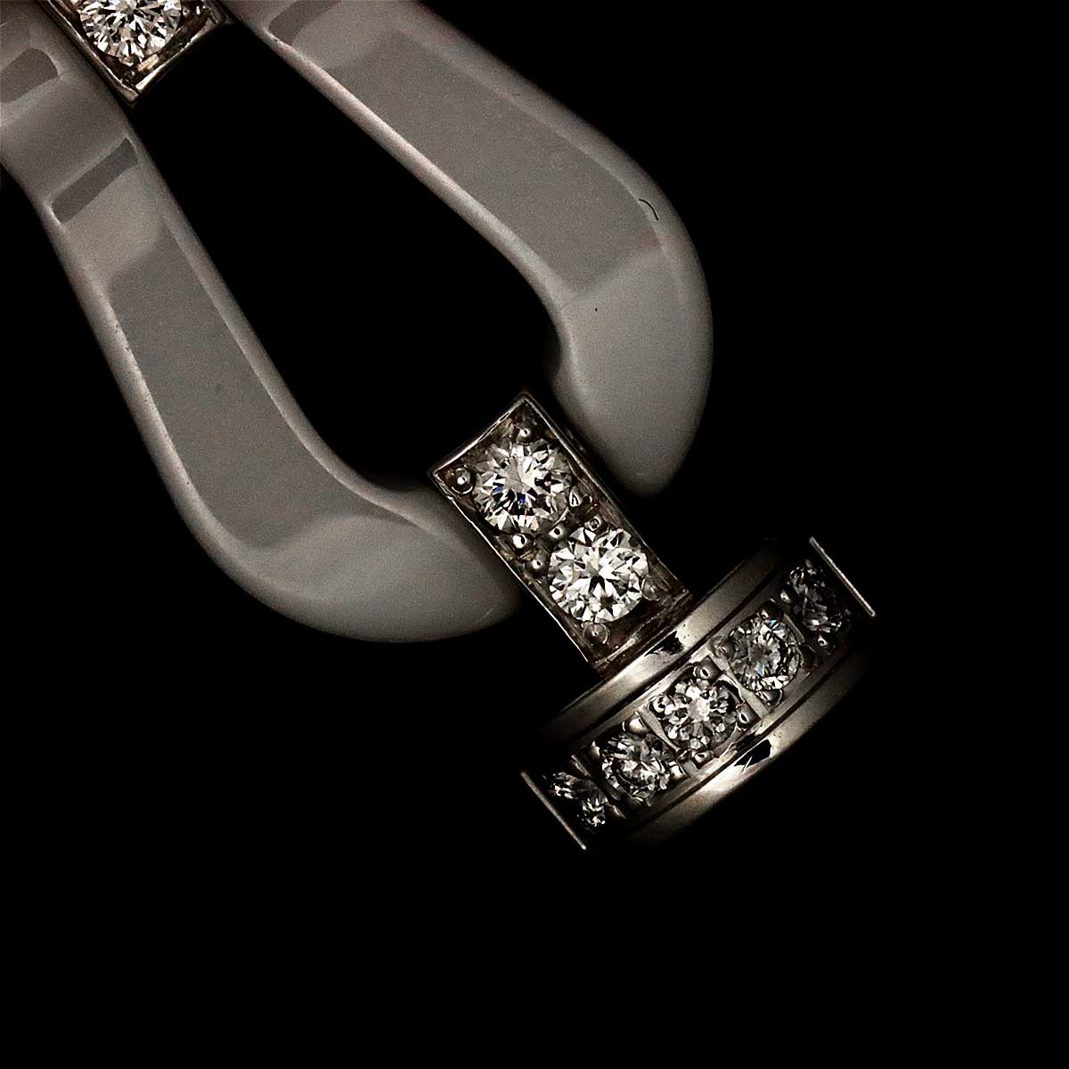 Force 10 MM Diamond Bracelet Ceramic 18K WG 750 Steel size13