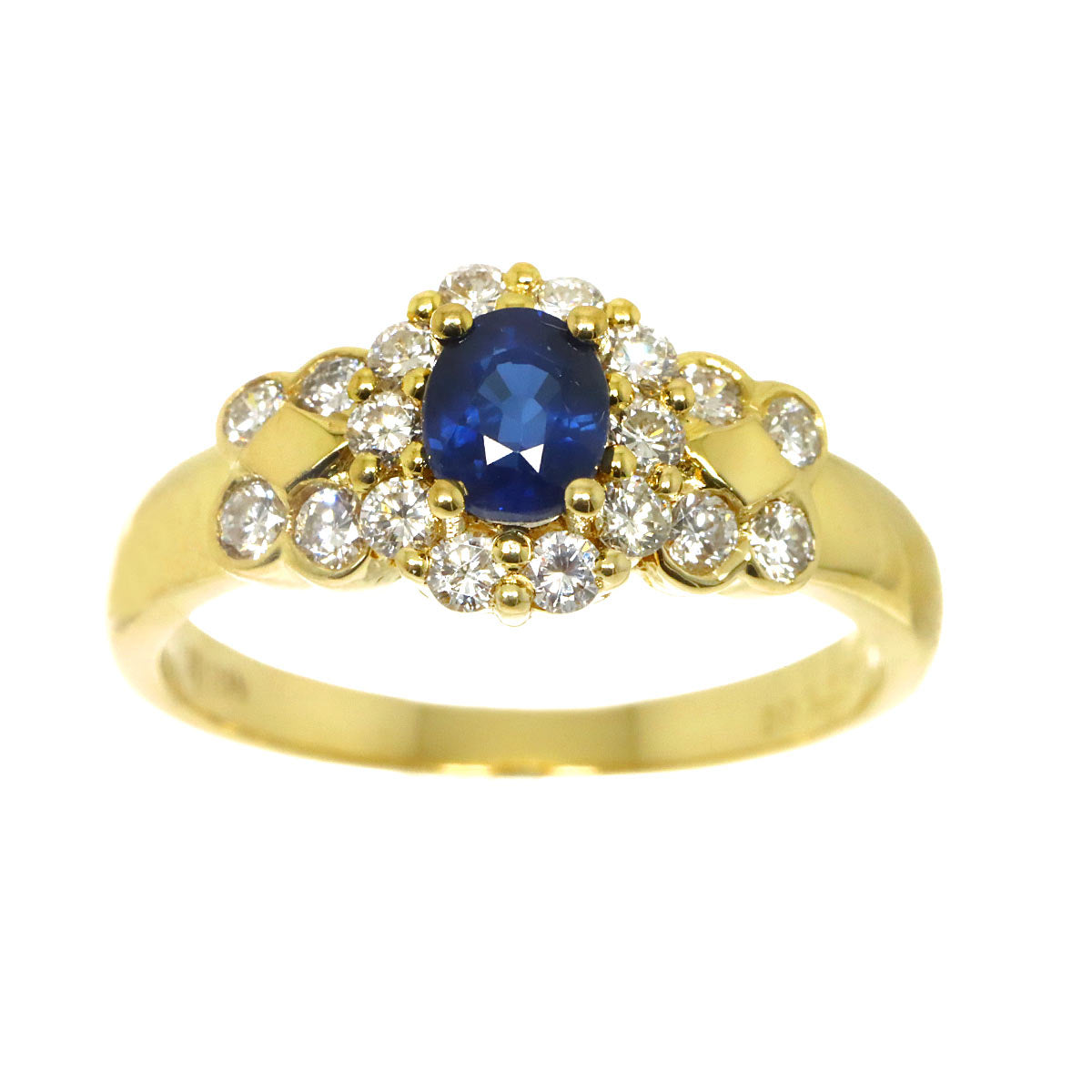Sapphire 0.63ct Diamond 0.52ct Ring 18K YG Size6-6.25(US)