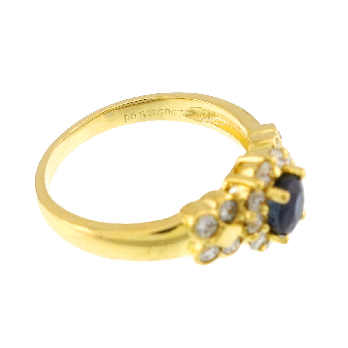 Sapphire 0.63ct Diamond 0.52ct Ring 18K YG Size6-6.25(US)