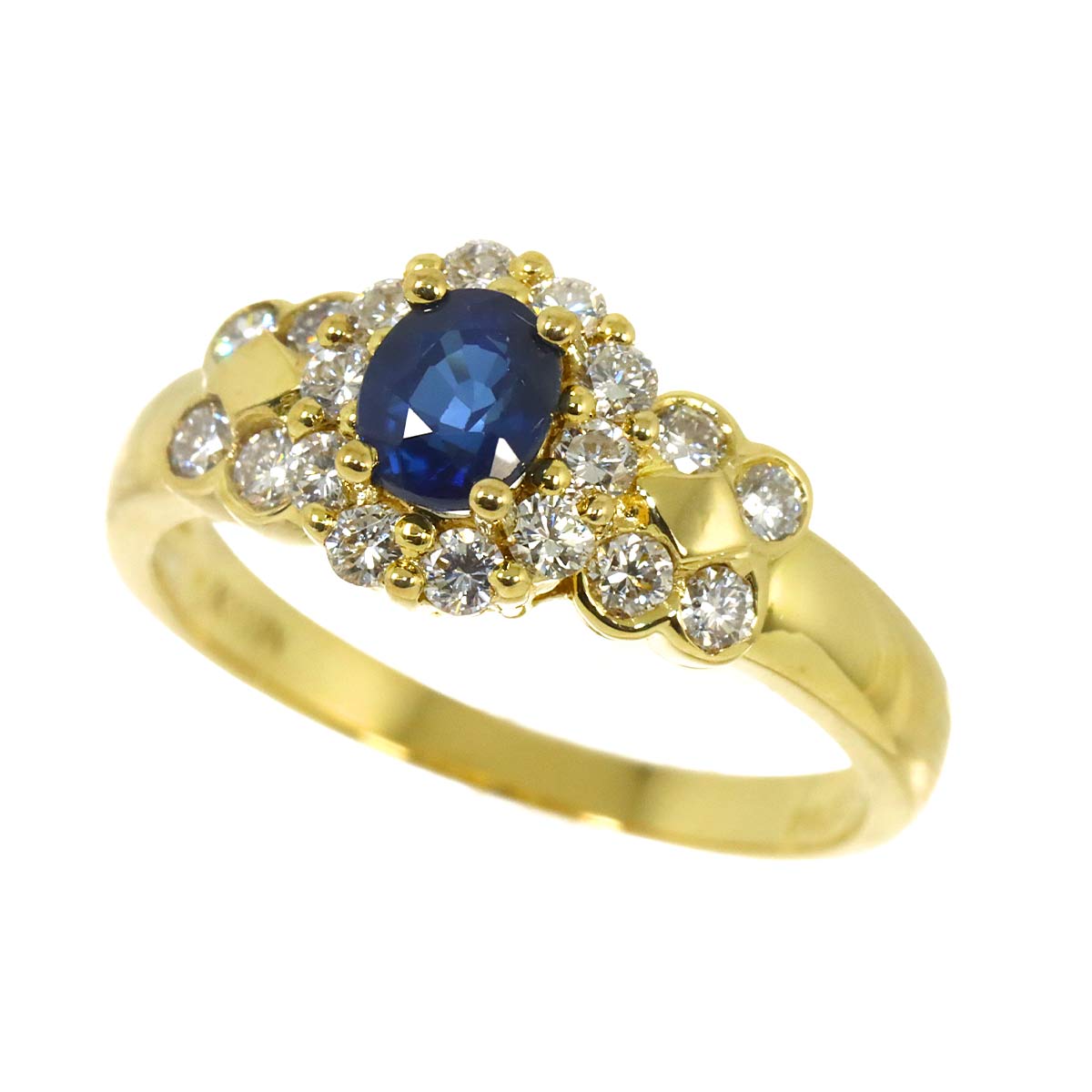 Sapphire 0.63ct Diamond 0.52ct Ring 18K YG Size6-6.25(US)