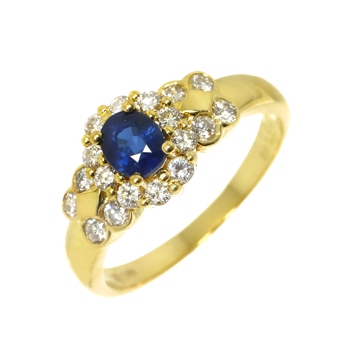 Sapphire 0.63ct Diamond 0.52ct Ring 18K YG Size6-6.25(US)