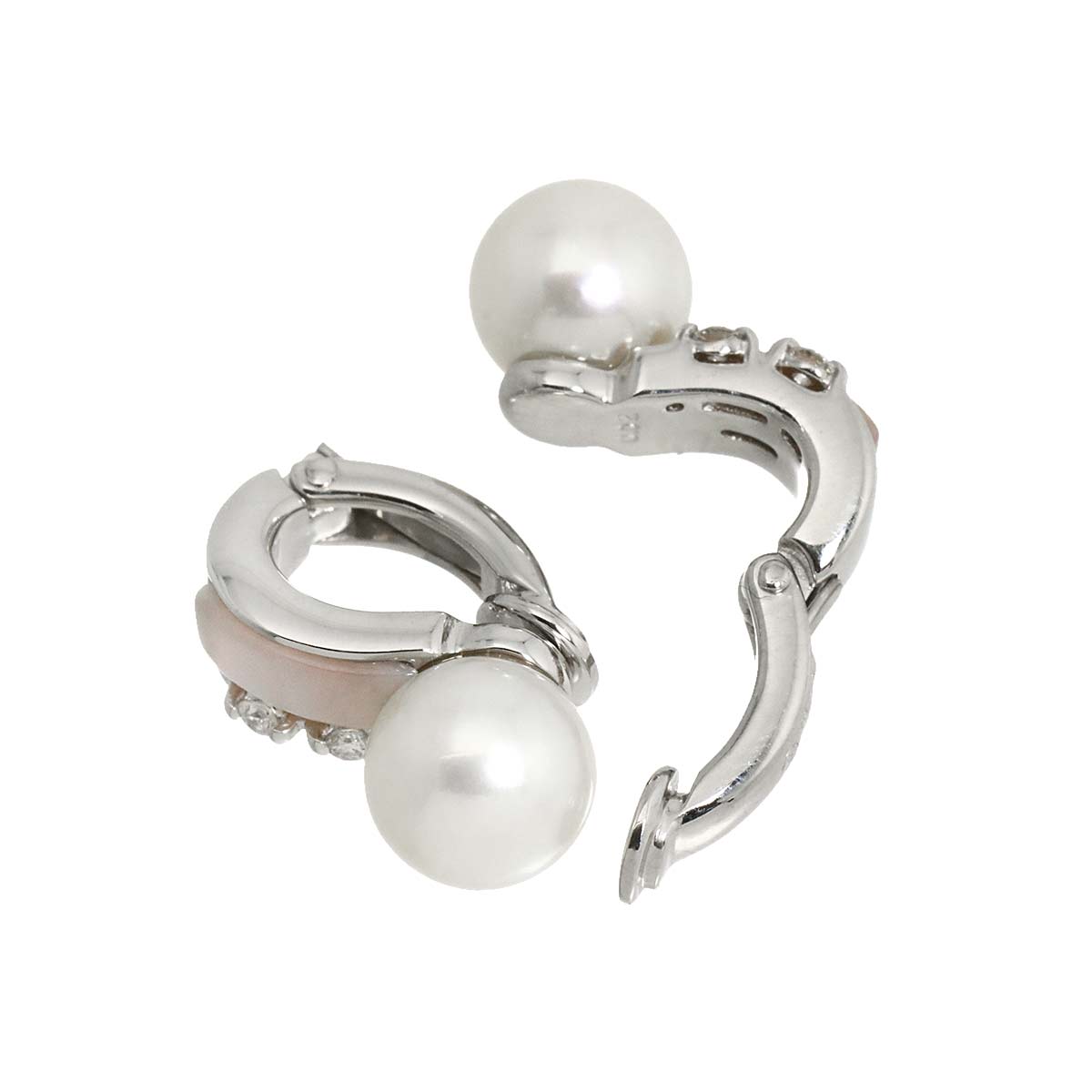 Akoya Pearl Diamond MOP Earrings Clip on 18K WG 750