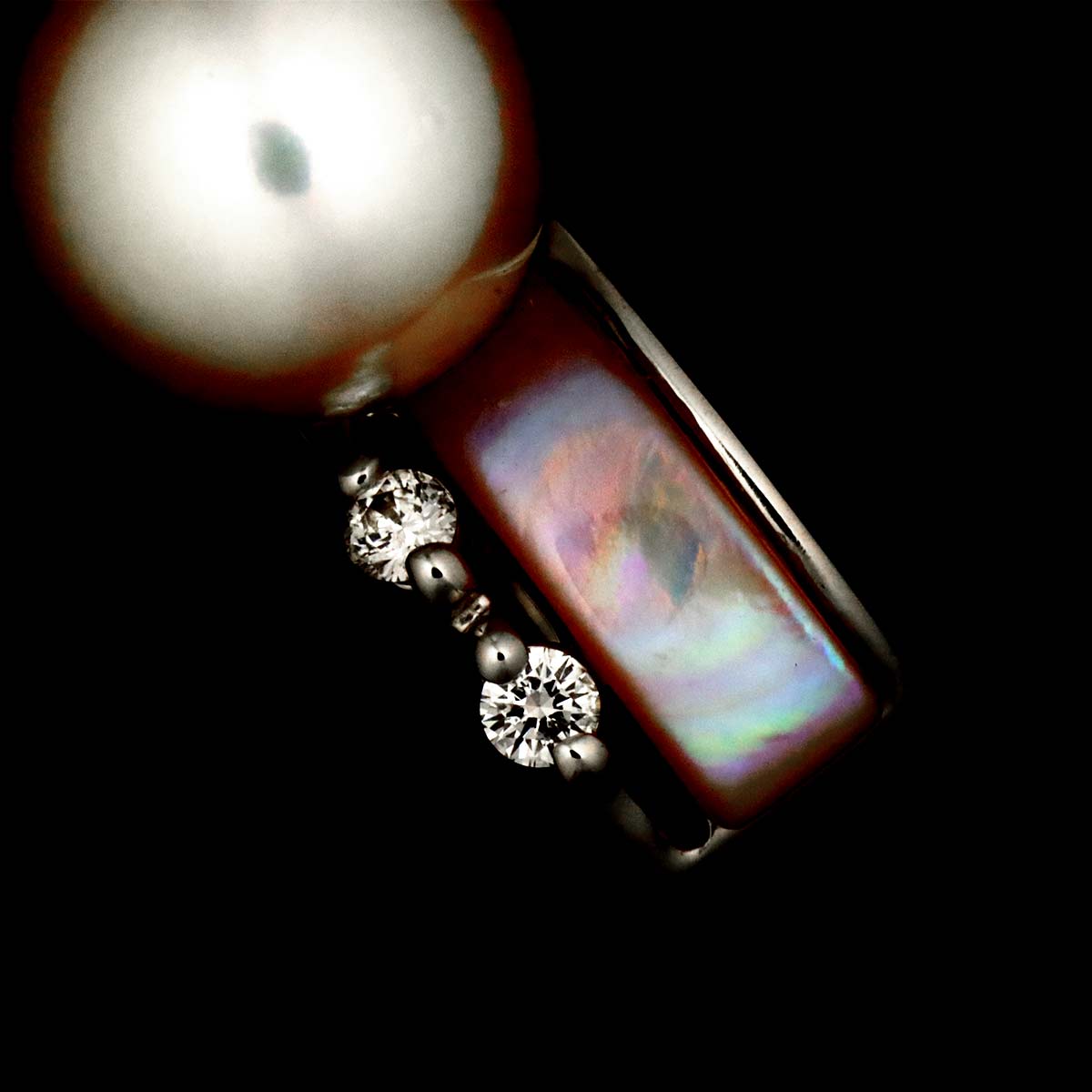 Akoya Pearl Diamond MOP Earrings Clip on 18K WG 750