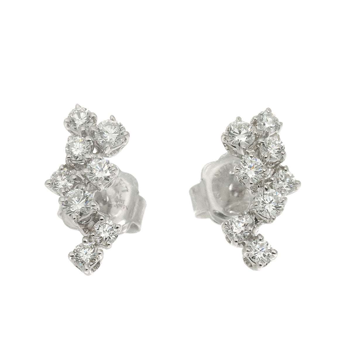 Diamond Earrings Pierced 18K K18 WG 750
