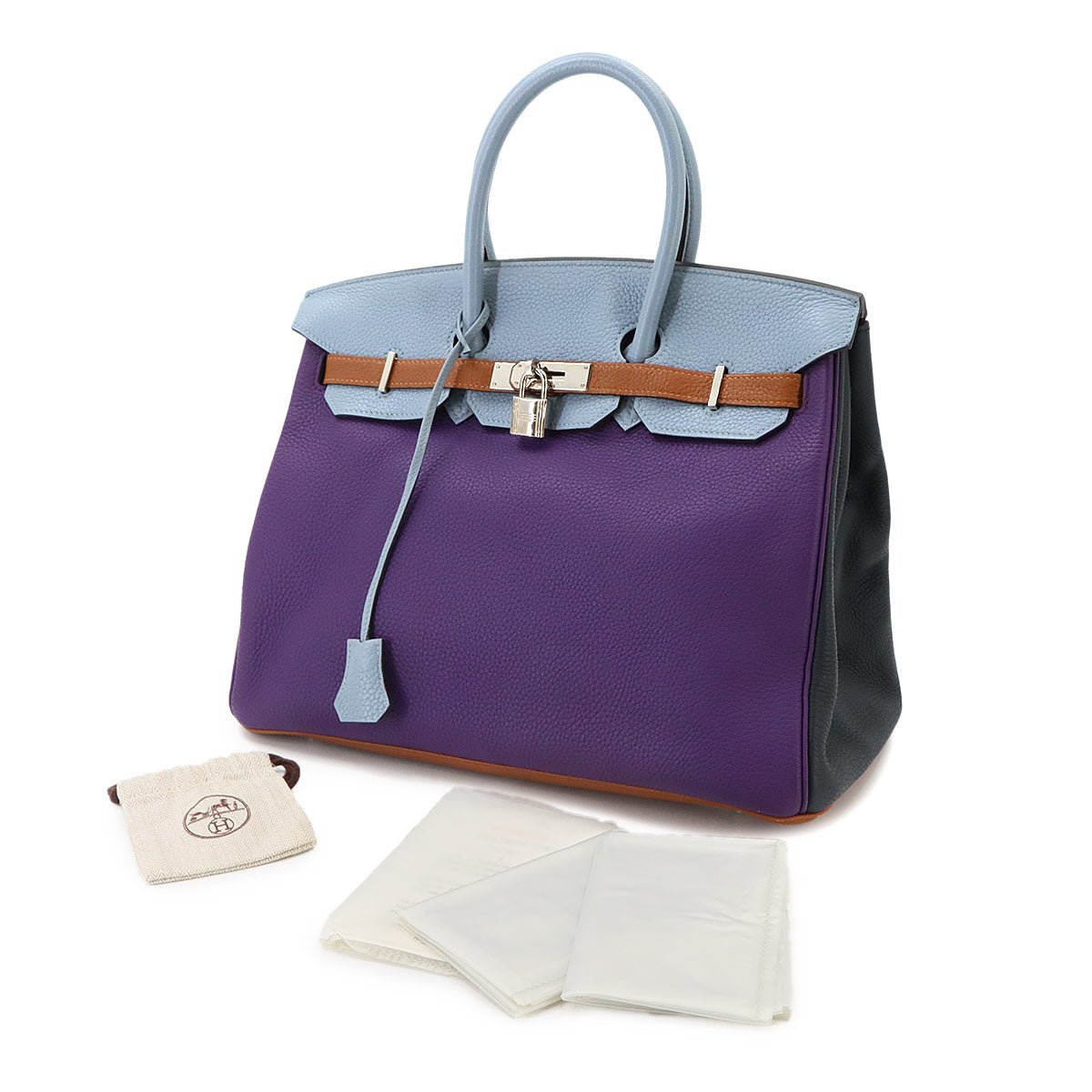 Birkin 35 Arlequin Taurillon Clemence Ultra Violet Hand Bag
