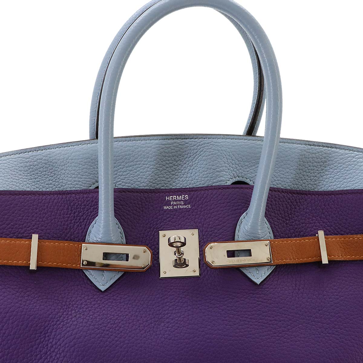 Birkin 35 Arlequin Taurillon Clemence Ultra Violet Hand Bag