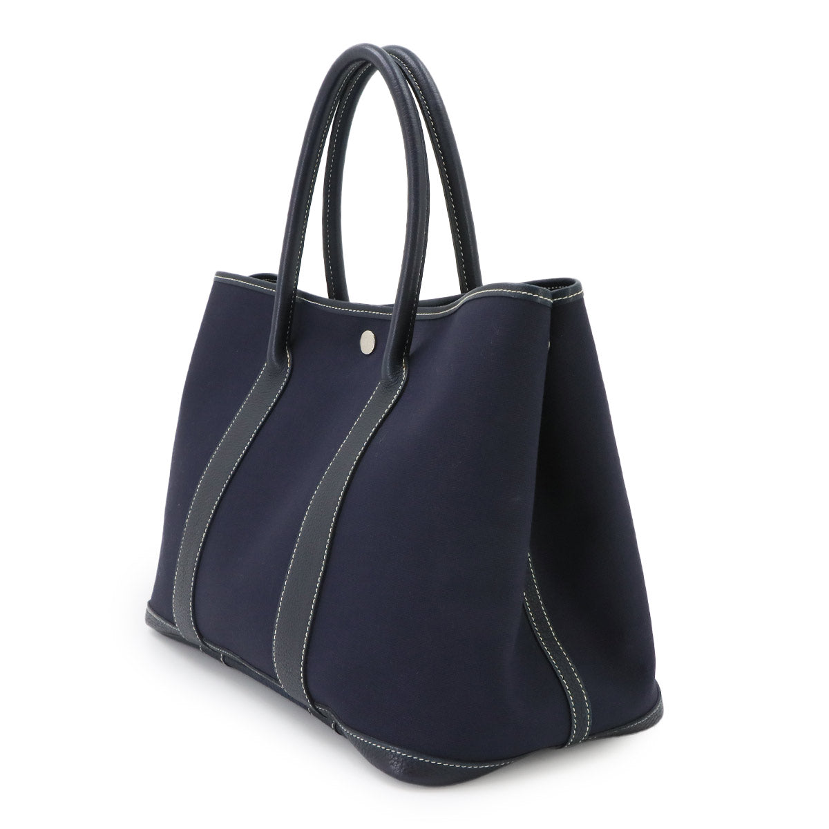 Garden Party PM Tote Bag Toile Officier Leather Blue Indigo