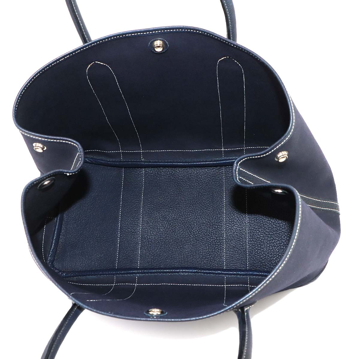 Garden Party PM Tote Bag Toile Officier Leather Blue Indigo