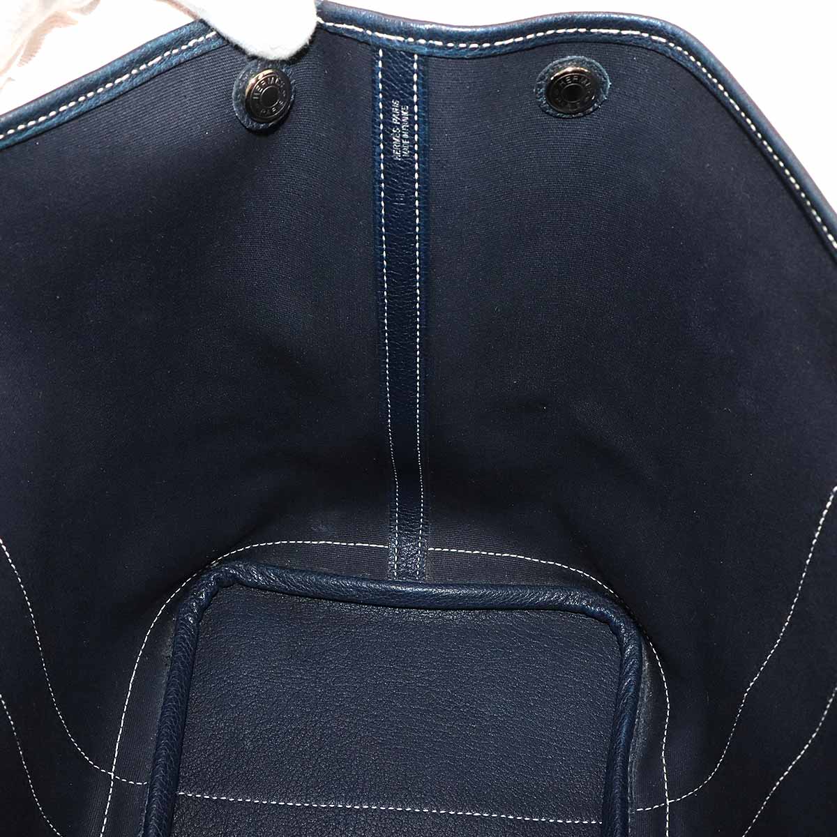 Garden Party PM Tote Bag Toile Officier Leather Blue Indigo