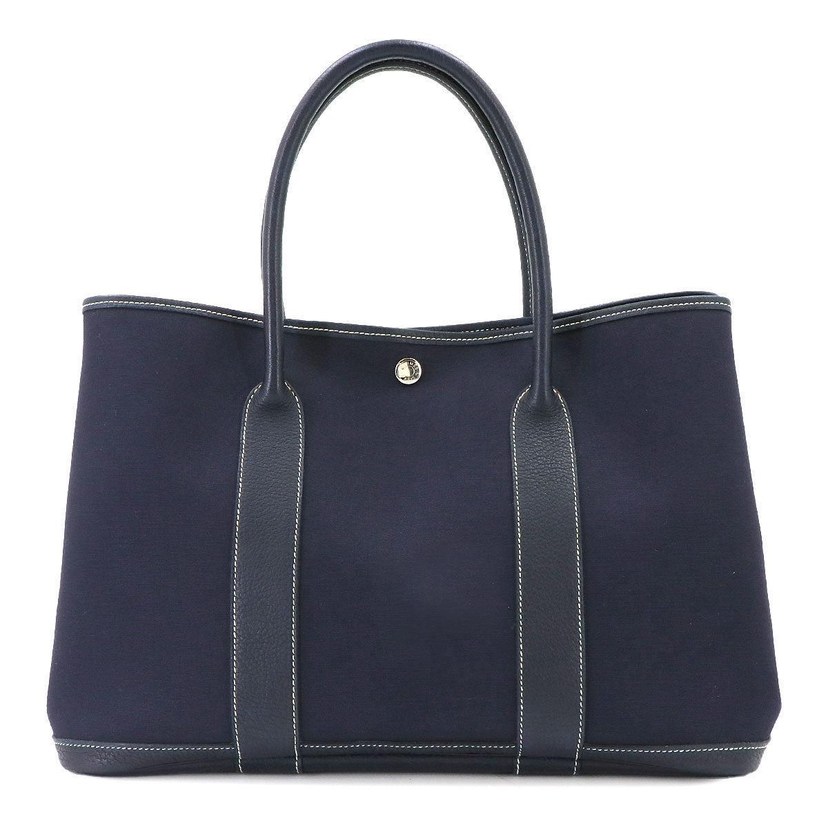 Garden Party PM Tote Bag Toile Officier Leather Blue Indigo
