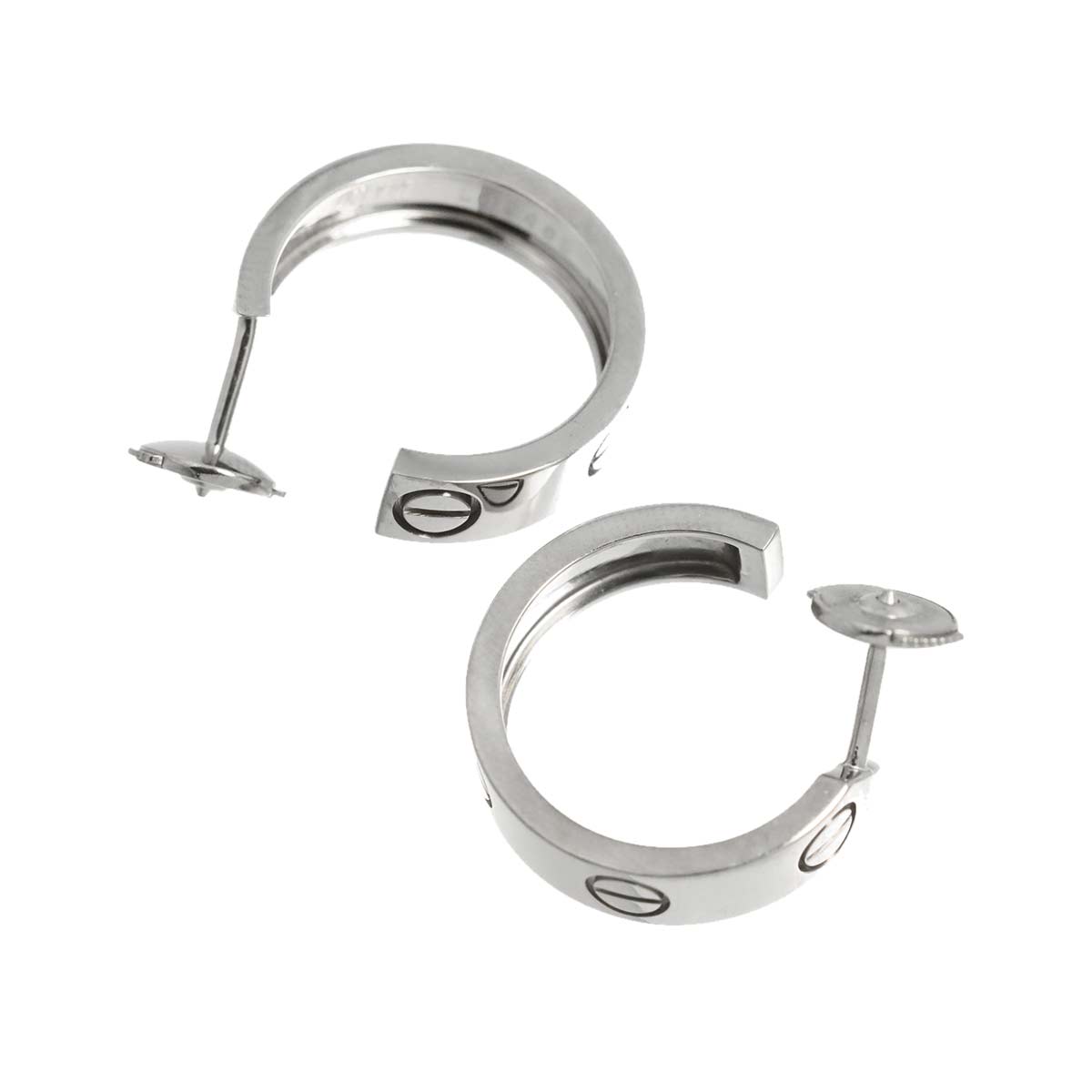 Love Hoop Earrings Pierced 18K White Gold 750