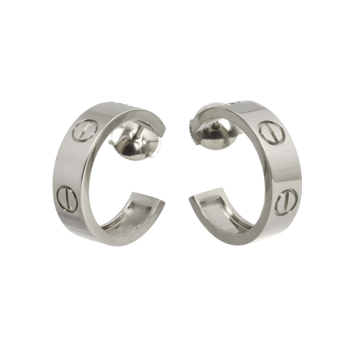 Love Hoop Earrings Pierced 18K White Gold 750