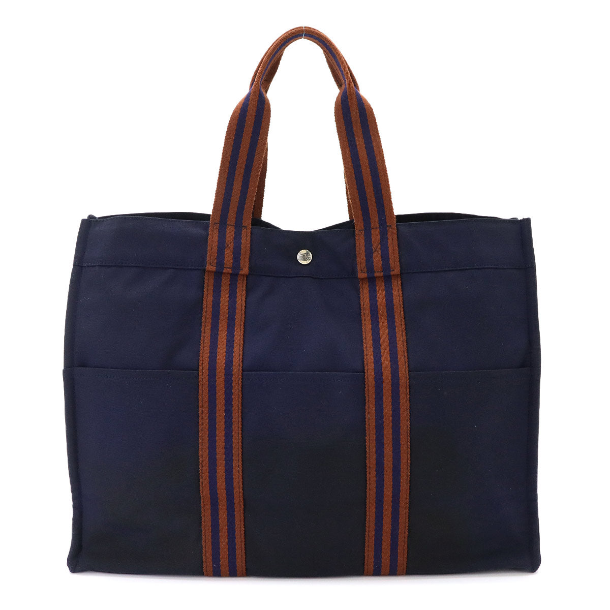 Fourre Tout GM Tote Bag Canvas Navy Brown Unisex Purse