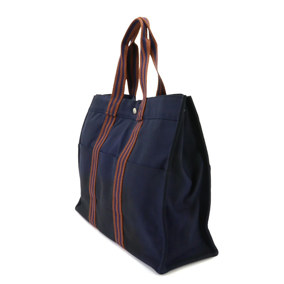 Fourre Tout GM Tote Bag Canvas Navy Brown Unisex Purse