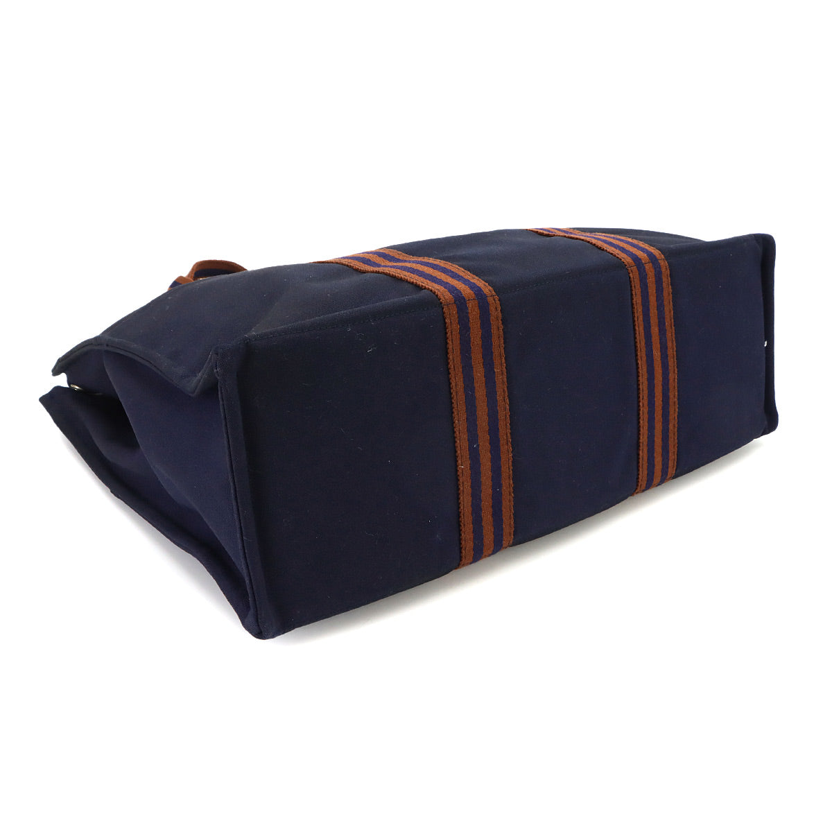 Fourre Tout GM Tote Bag Canvas Navy Brown Unisex Purse