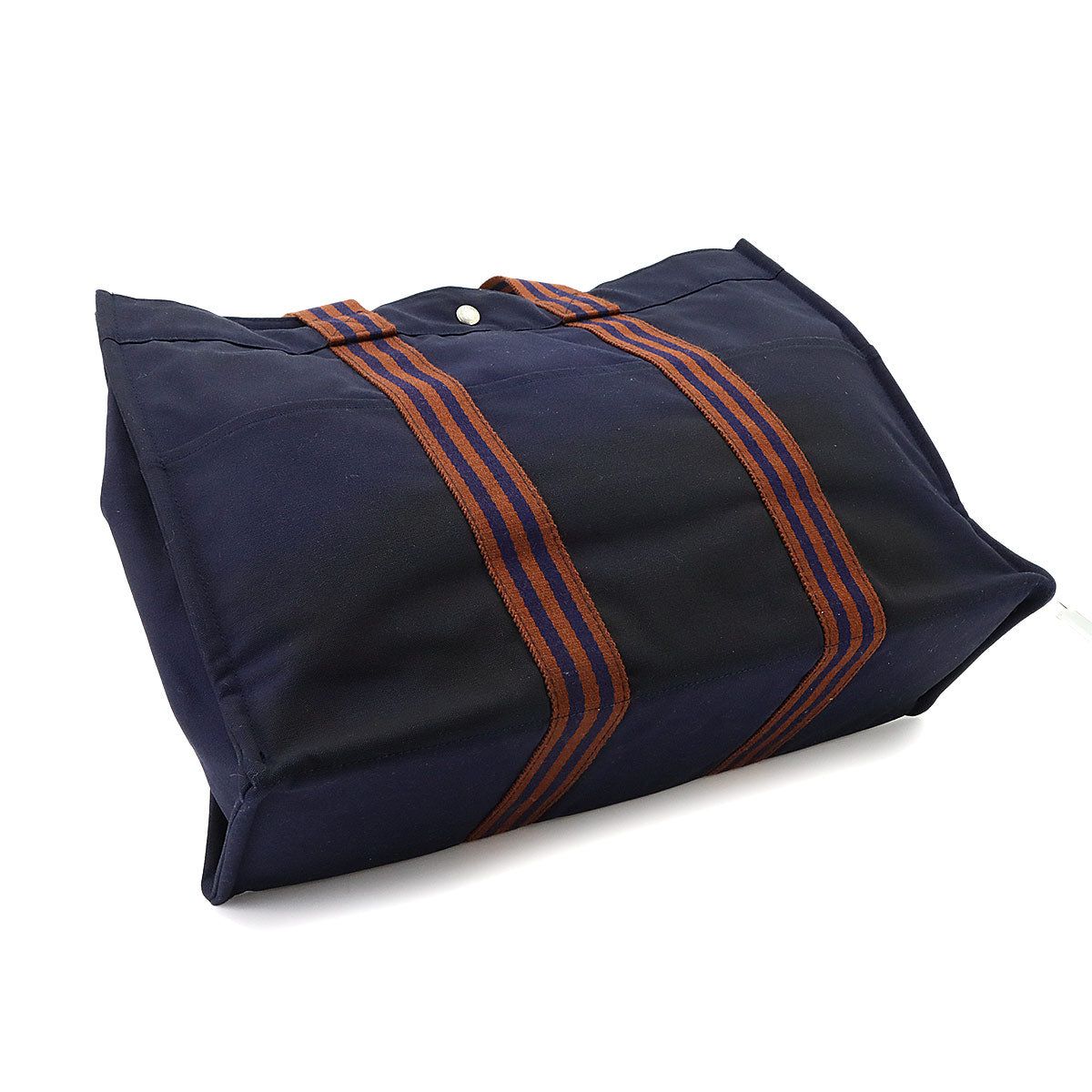 Fourre Tout GM Tote Bag Canvas Navy Brown Unisex Purse