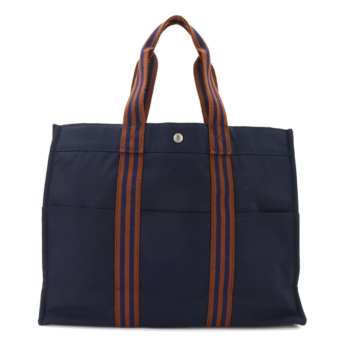 Fourre Tout GM Tote Bag Canvas Navy Brown Unisex Purse