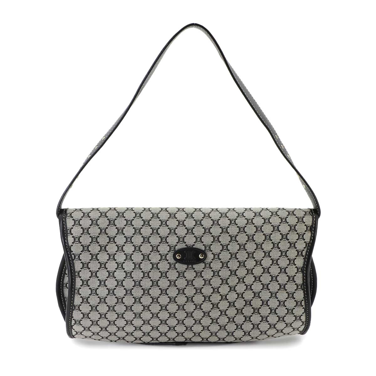 Macadam Shoulder Bag Canvas Leather Gray Black Vintage