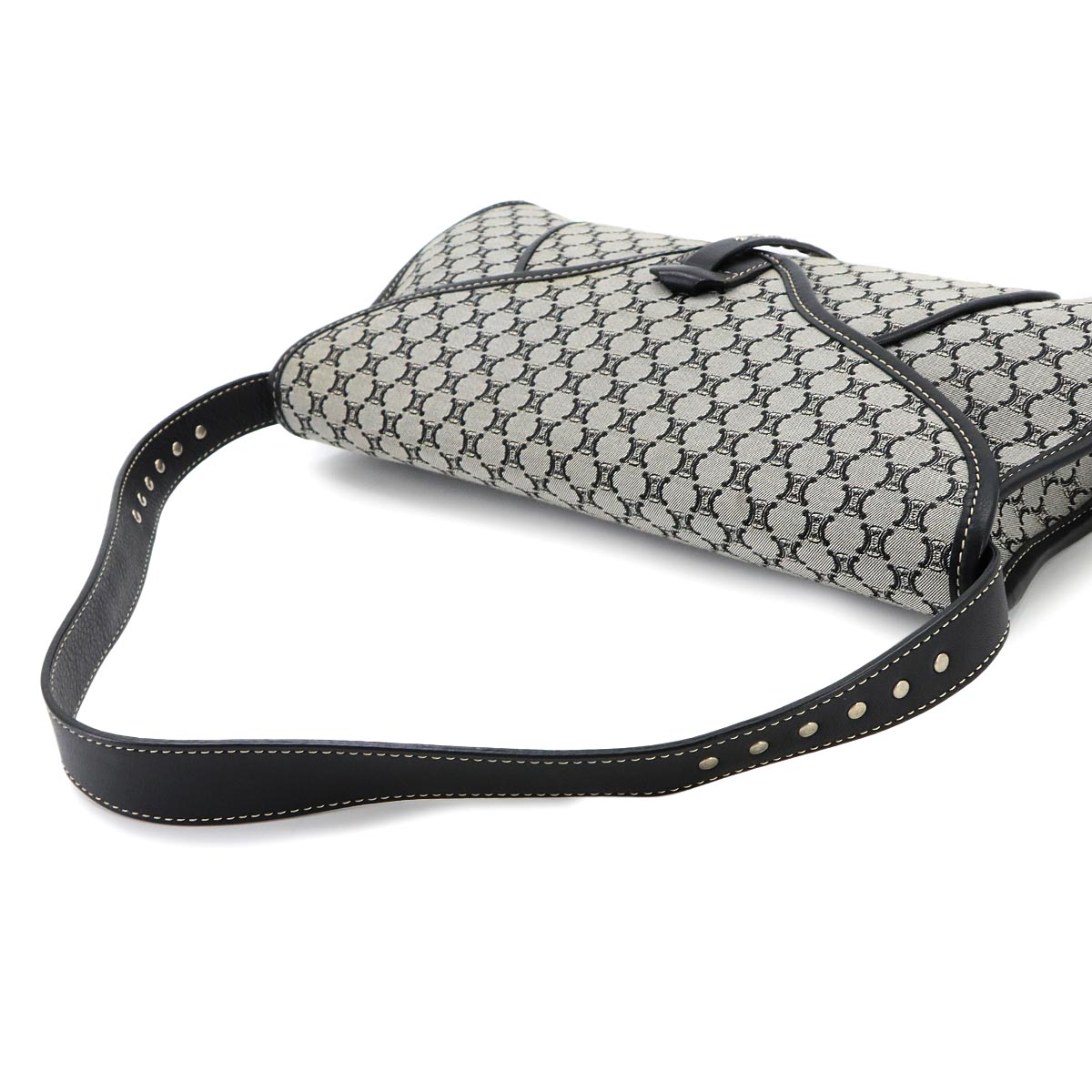 Macadam Shoulder Bag Canvas Leather Gray Black Vintage
